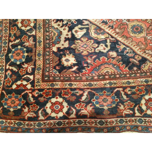 Antique Persian Mahal Sultanabad Rug, Hand-Knotted Wool, Geometric Pattern, Rust-Red & Navy, 10x12 For Sale - Image 14 of 16