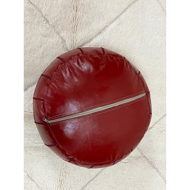 2020s Contemporary Moroccan Leather Pouf Ottoman Cover For Sale - Image 5 of 9