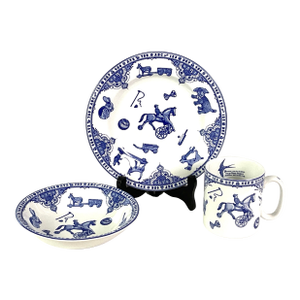 1990s Spode-“Edwardian Childhood”-Historical Pattern Porcelain Child Set – Featuring a Teacup,cereal Bowl and Dinner Plate