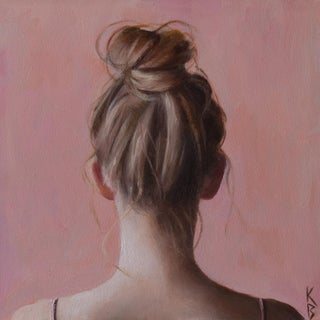 Rosy Reflection by Kelly Birkenruth | Oil on Panel Figure Portrait in Pink For Sale