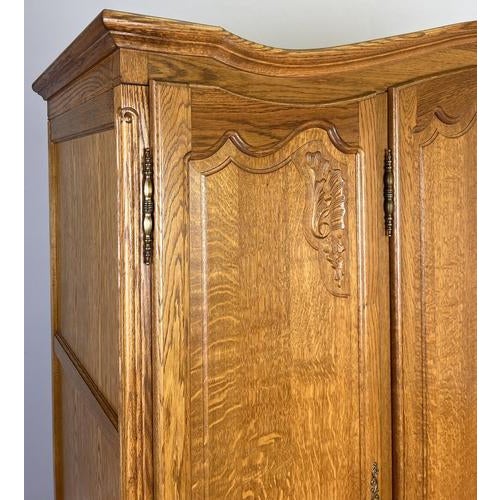 Vintage French Louis XVI Style Oak Wardrobe For Sale - Image 4 of 11