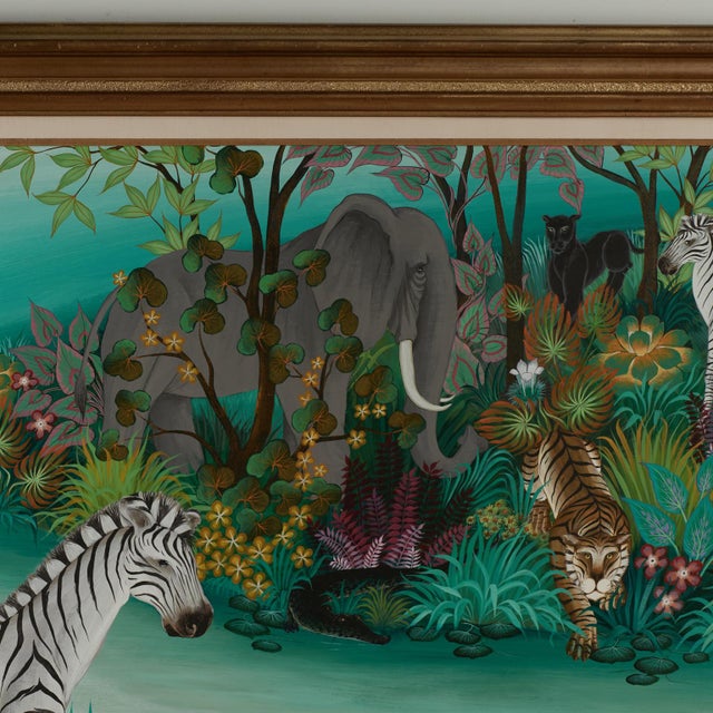 Vintage Painting of Animals in a Jungle by Gustavo Novoa For Sale - Image 4 of 13