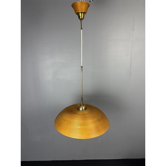 Mid-Century Modern Rattan Bamboo Pendant Lamps, 1970s, Set of 3 For Sale - Image 13 of 16