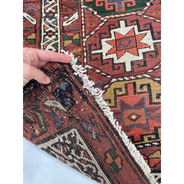 Vintage Plush Earthy Clay, Terracotta, Grassy Green & Persimmon Runner Rug 3.4 X 12.7 For Sale In Milwaukee - Image 6 of 10