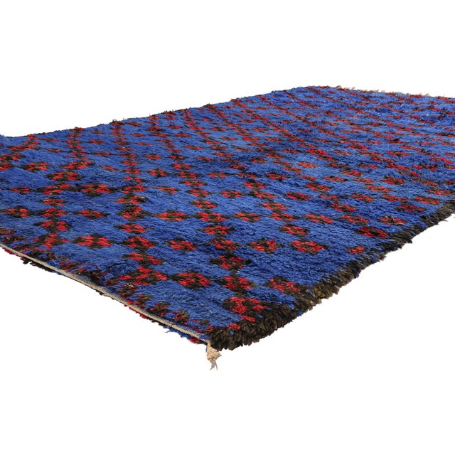 21912 Vintage Beni M'Guild Moroccan Rug, 06'00 x 10'02. The Indigo Harvest: A Vintage Beni M'Guild Moroccan Masterpiece of...