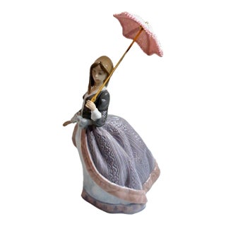 Lladro 5211 Angela W/Umbrella Porcelain Figurine Retired 1983 Mint W/Box Signed For Sale