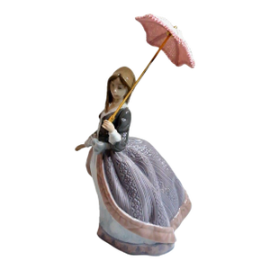 Lladro 5211 Angela W/Umbrella Porcelain Figurine Retired 1983 Mint W/Box Signed