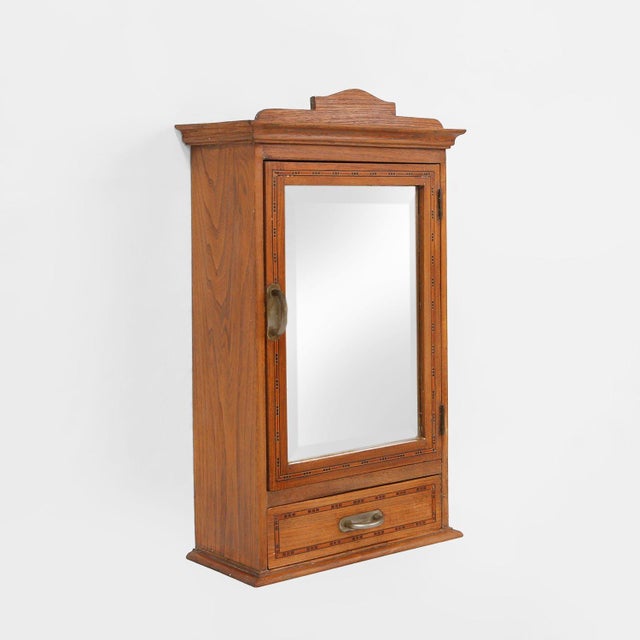 Art Deco Shaving Cabinet in Oak with Mirror, France, 1930s For Sale - Image 15 of 15