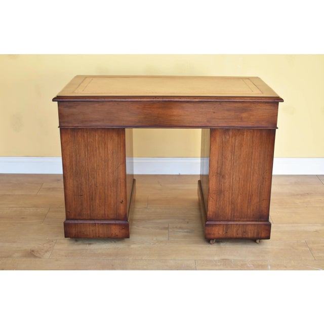 Antique English Victorian Pedestal Desk in Burr Walnut For Sale - Image 4 of 13