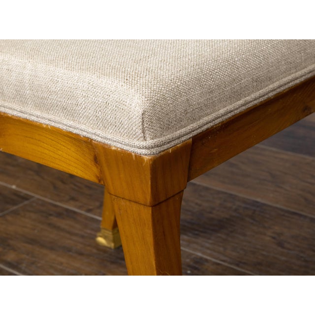 Brown Pair of Biedermeier Period 19th Century Walnut Stools with Carved Gilt Lion Paws For Sale - Image 8 of 10