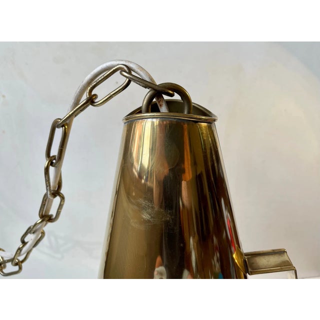 Vintage Nautical Brass Megaphone Pendant Lamp, 1970s For Sale - Image 4 of 10