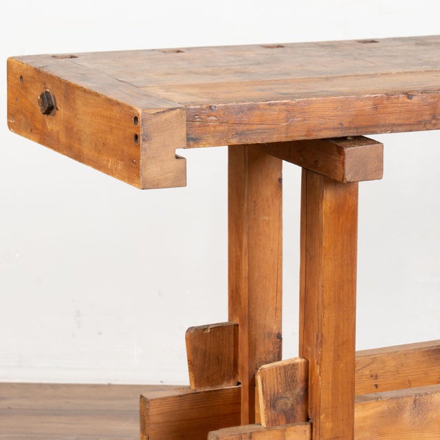 Early 20th Century Rustic Console Table Workbench For Sale - Image 11 of 17