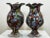 2 Decorative Vintage Italian Attributed Murano 20th Century Millefiori Glass Vases. They stand on glass petal shaped foot...