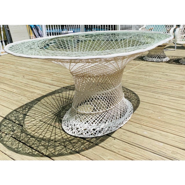 Russell Woodard 1970’s Russell Woodard Style Spun Fiberglass Oval Table W/ 4 Arm Chairs For Sale - Image 4 of 12