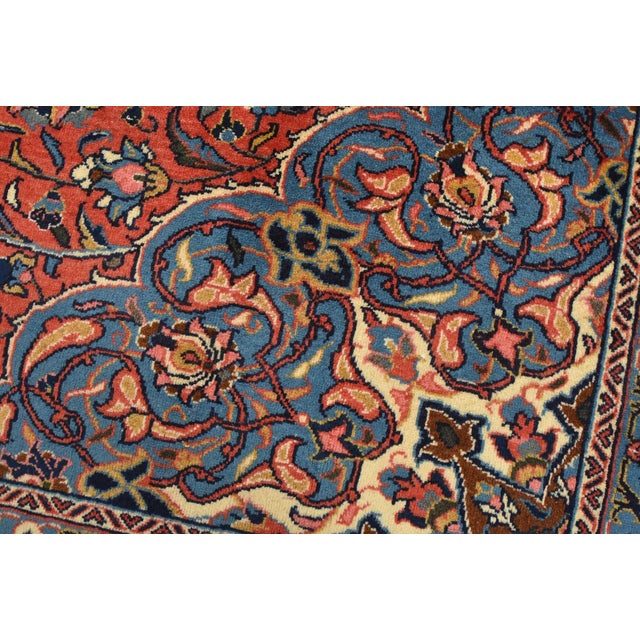 Sarouk Rug 9’10” X 13’2” Red Wool Vintage Traditional Hand-Knotted Carpet For Sale - Image 4 of 15