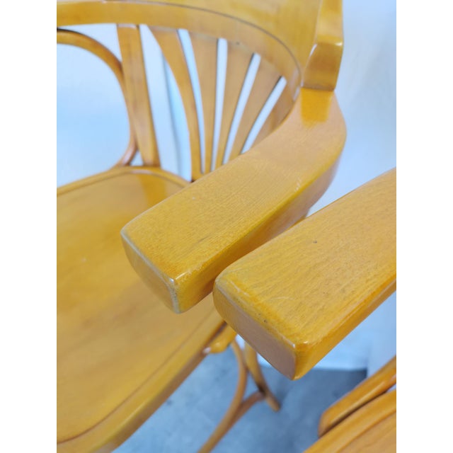Vintage Bentwood High Pub Stools with Armrests, 1970s, Set of 4 For Sale - Image 4 of 18