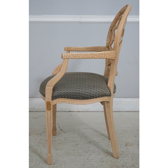 Traditional Set of 4 Ello Web Back Crackle Finish Armchairs For Sale - Image 3 of 18