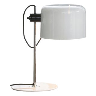 Mid-Century Modern Coupé Table Lamp n White Metal attributed to Joe Colombo for Oluce For Sale