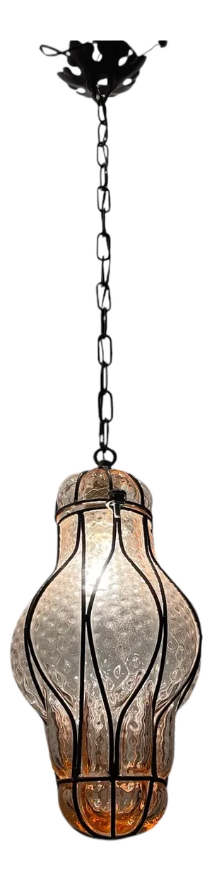 Wrought Iron Pink Light Pendant, 1970s