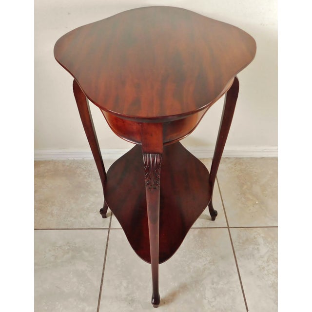 Brown Large Antique Early 1900s Queen Anne Flame Mahogany Wood Accent Center Table For Sale - Image 8 of 12