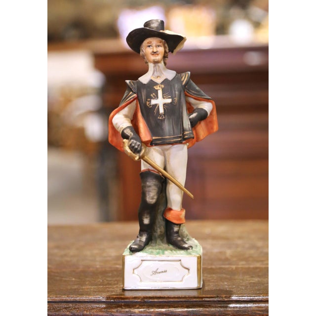 Mid-Century French Porcelain Figurines of the “Four Musketeers”- Set of 4 For Sale - Image 4 of 18