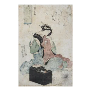 Early Kunisada I Utagawa Beauty Sewing Japanese Woodblock