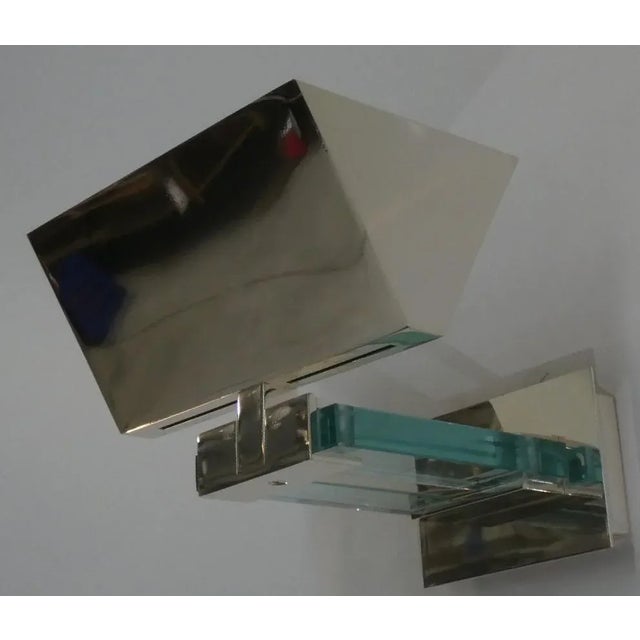 Chrome Steel and Glass Wall Lights by Martini for Fratelli Martin, Italy, 1970s, Set of 4 For Sale - Image 10 of 10