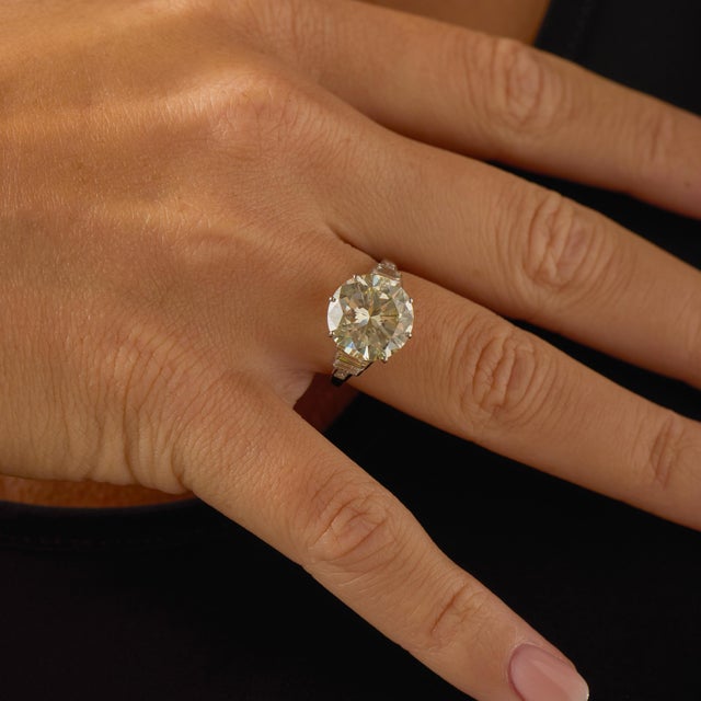 1950s Mid Century Gia 6.29 Carat Diamond Platinum Engagement Ring, Size 7.25 For Sale - Image 5 of 8