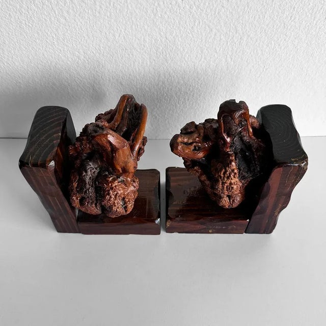 Vintage Burlwood Bookends - a Pair For Sale - Image 9 of 9