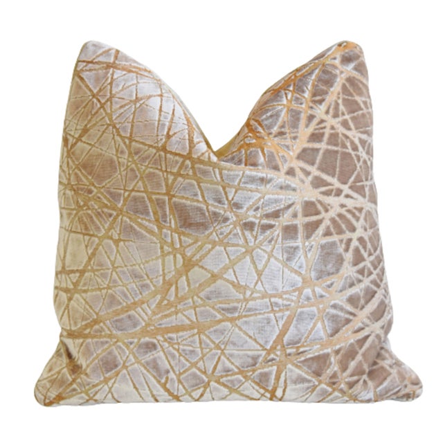 Designer Kravet Couture Parisio Cut Velvet Feather/Down Pillow 21" Square For Sale In Los Angeles - Image 6 of 6