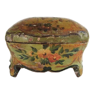 Antique Chinoiserie Hand Painted Wood Jewelry Box