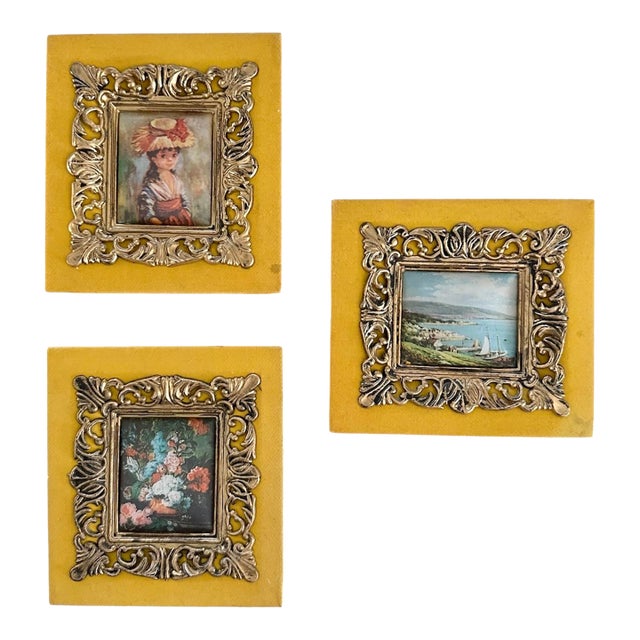 Vintage Velvet Art Pieces- Set of 3 For Sale