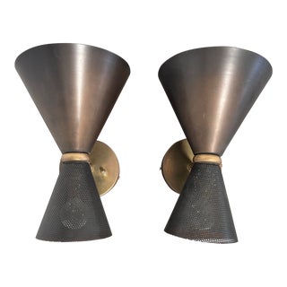 Vintage Brass and Metal Bowtie Sconces, Pair For Sale
