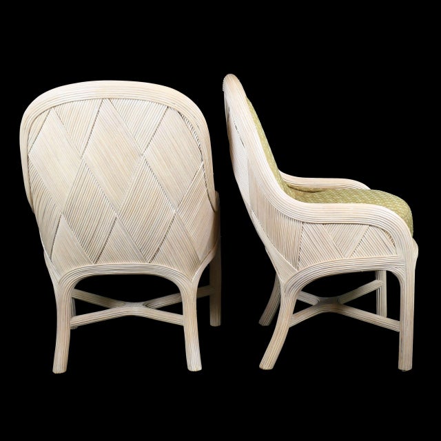 Late 20th Century Set of 4 Geometrical Blonde Pencil Reed Dining Chairs For Sale - Image 5 of 5