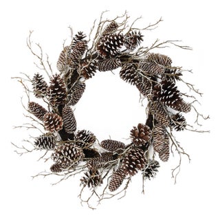 Pine Cone and Twig Wreath 23"D For Sale