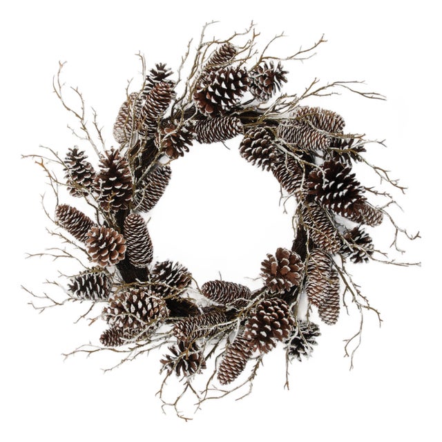 Pine Cone and Twig Wreath 23"D For Sale