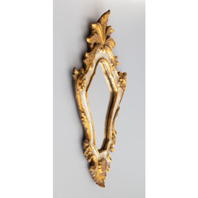 Rococo Mid-Century Italian Florentine Rococo Style Giltwood & White Painted Mirror For Sale - Image 3 of 8