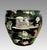 Black Huge Chinese Famille Noire Black Porcelain Jardiniere, Mandarin Ducks, Birds & Lotus Pond Goldfish Bowl Planter, Signed, Hong Kong For Sale - Image 8 of 14