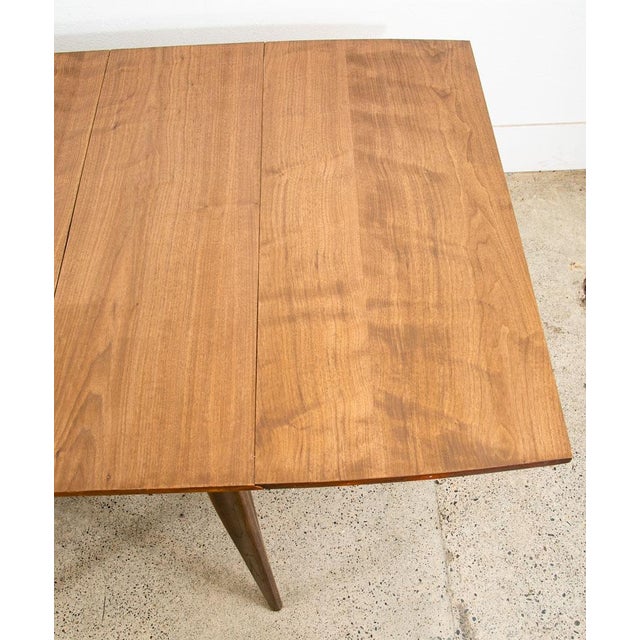 Mid Century Modern Dining Table Broyhill Walnut Drop Leaf X2 Rectangular MCM For Sale - Image 9 of 11