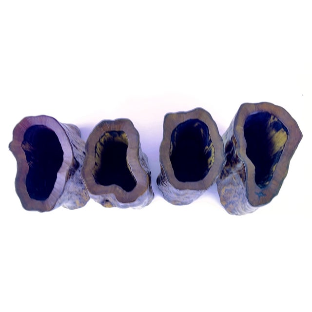 Wood Set of Four Chinese Burl Root Wood Brush Pot Vessels, Scholar’s Desk Accessories For Sale - Image 7 of 10