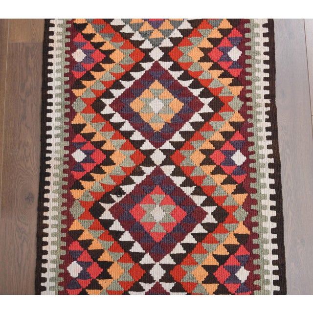 Textile 1970s Vintage Turkish Hand-Knotted Wool Cotton Red Runner Rug For Sale - Image 7 of 10