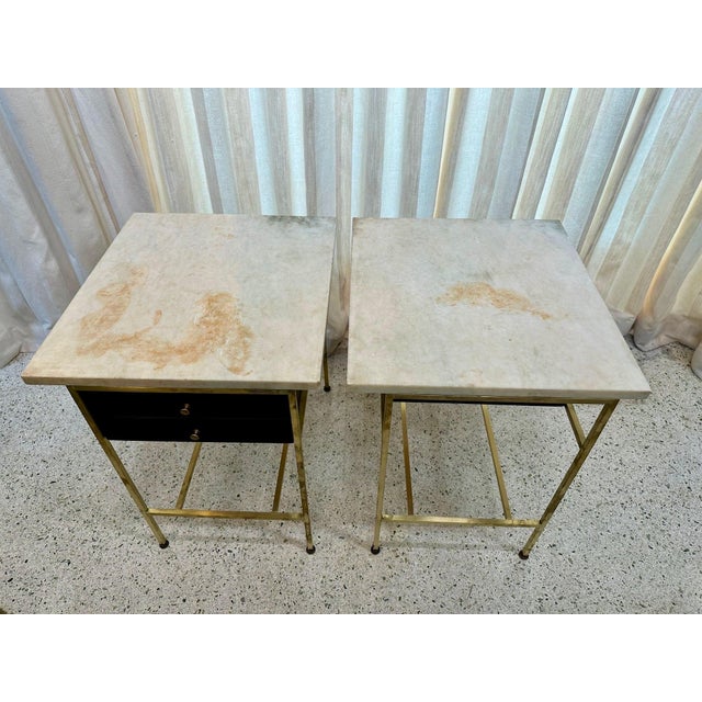 Mid-Century Modern Paul McCobb Side Tables #8712 with Original Marble Tops, PAIR For Sale - Image 3 of 12