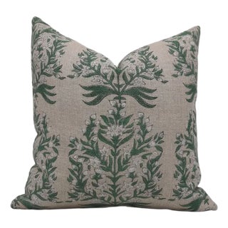 Fabdivine Handmade Floral Cushion Cover Thick Linen 16x16 Pure Linen- Vrindavan For Sale