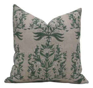 Fabdivine Handmade Floral Cushion Cover Thick Linen 16x16 Pure Linen- Vrindavan