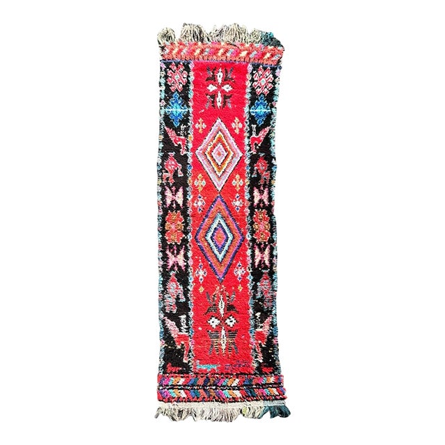 Mid-Century Red Berber Moroccan Cotton Rug For Sale