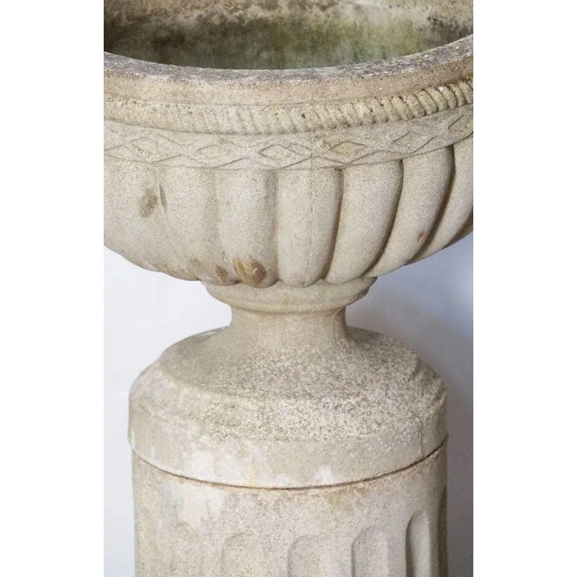 Mid 20th Century English Garden Stone Urn on Plinth in the Neo-Classical Style For Sale - Image 5 of 13