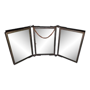1920s Small Triptych Antique Mirror