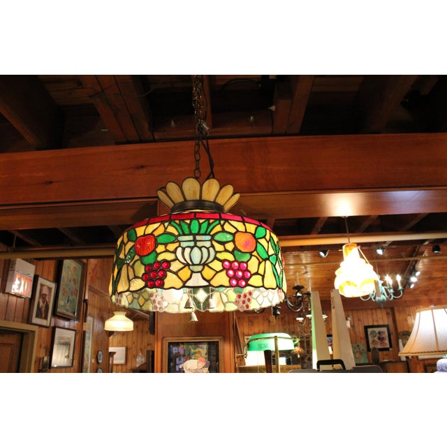Antique 1920s Tiffany Style Stained Glass Chandelier ...