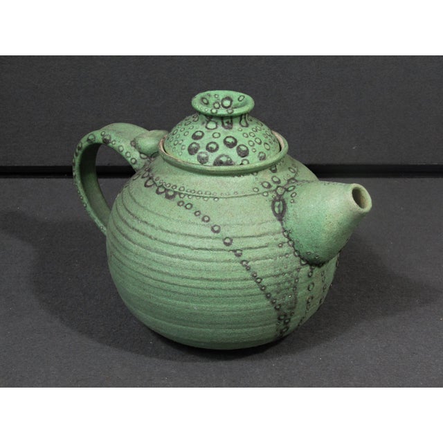 1990s 1990s Handmade Modernist Studio Pottery Teapot in Matte Green Glaze For Sale - Image 5 of 13