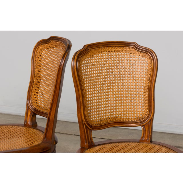Set of 8 Early 20th Century French Louis XV Style Walnut Cane Dining Chairs For Sale - Image 15 of 18